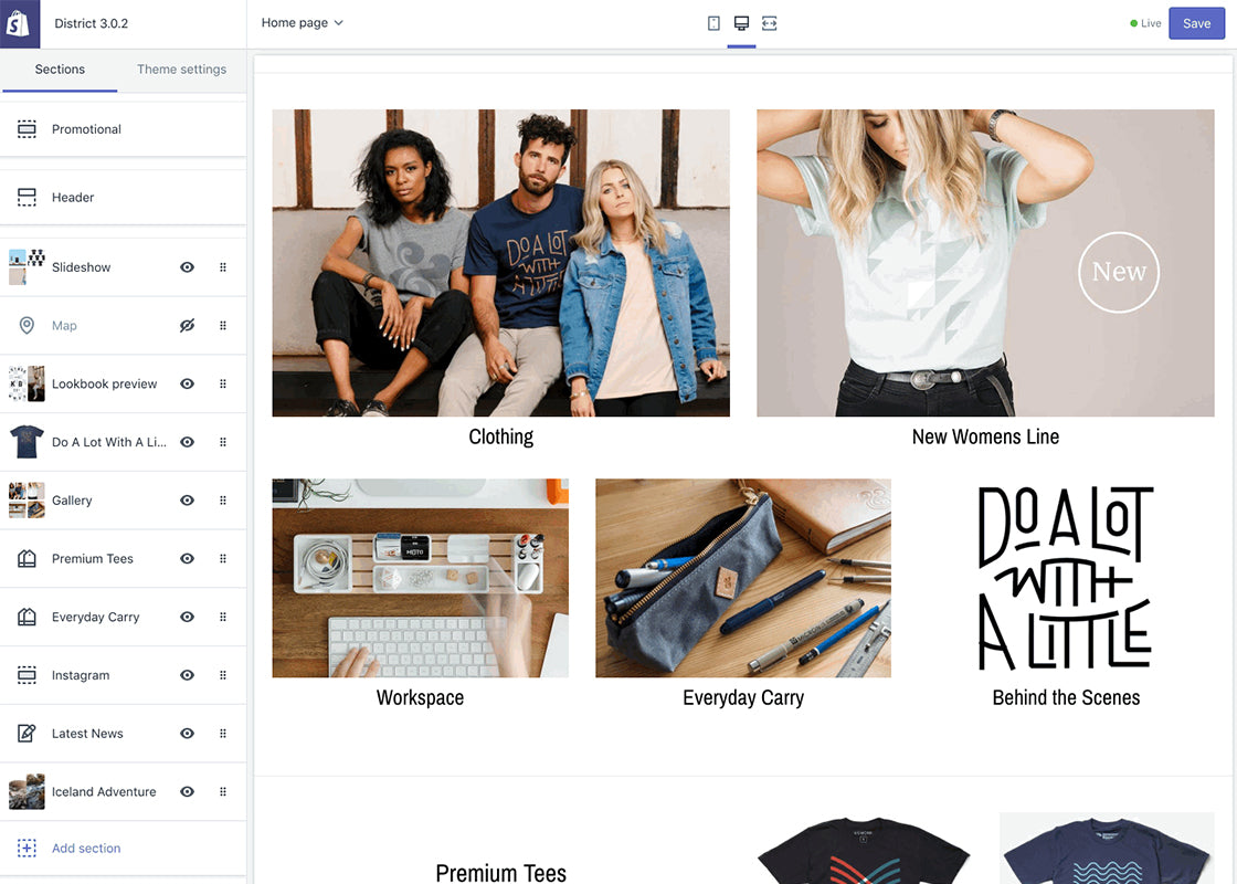 District Customize Section